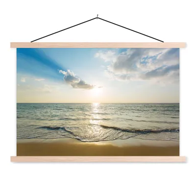 Produktbild von MuchoWow® Textilposter Meer - Sommer - Strand 120x80 cm mit holzfarbenen Rahmen - Aufhängeset