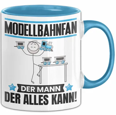 Produktbild von Modellbahnfan Tasse Geschenk für Modellbahnfan Der Mann Der Alles Kann Geschenkidee zum Geburtstag (Blau)