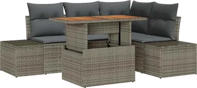 Produktbild von vidaXL Garten-Sofa-Set mit Speicher 5 pcs Grau Poly Rattan