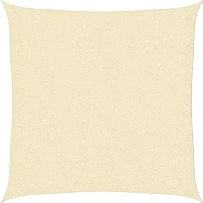 Obrázek produktu pro Stínicí plachta čtvercová – 3 x 3 m – krémová – 160 g/m² HDPE – 90% ochrana proti UV záření – prodyšná a voděodolná sluneční plachta – včetně popruhů – do zahrady, na terasu a balkon