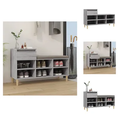Zdjęcie produktu dla vidaXL Stojak na buty szary Sonoma 102x36x60 cm Materiał drewnopochodny - Stojaki i szafki na buty