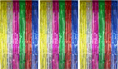 Produktbild von 3x Lametta Vorhang - bunt - 91x244 cm