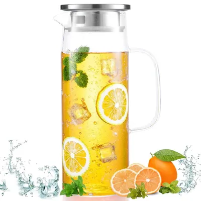 Glaskaraffe 1,5 l Borosilikatglas mit Edelstahldeckel