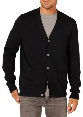 Productafbeelding van A. Essentials heren cardigan van katoen, - zwart, maat M