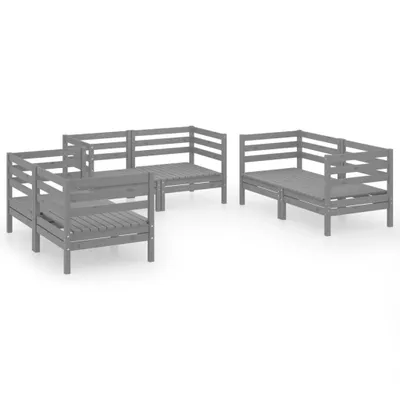 Produktbild von 6-tlg. Garten-Lounge-Set Grau Massivholz Kiefer
