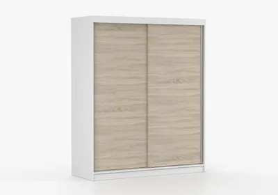Produktbild von Schwebetürenschrank NO-BIS 04 160 cm Weiß/Sonoma Eiche ohne Spiegel, Kleiderschrank 2-türig, Schiebetürenschrank Garderobe
