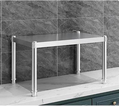 Productafbeelding van Aanrechtverhoger - Keukenplank Organizer - Keuken Organiseren - Roestvrij Staal - 60x45x40 cm - Zilver