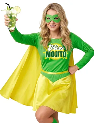Zdjęcie produktu dla Zabawny kostium damski Miss Mojito na wieczór panieński, zielono-żółty – rozmiar uniwersalny