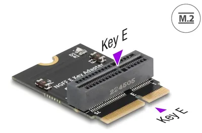 Produktbild von Delock - Schnittstellenadapter - M.2 Key E male to M.2 Key E slot, 90° angled - M.2 - M.2 Card - M.2 Card