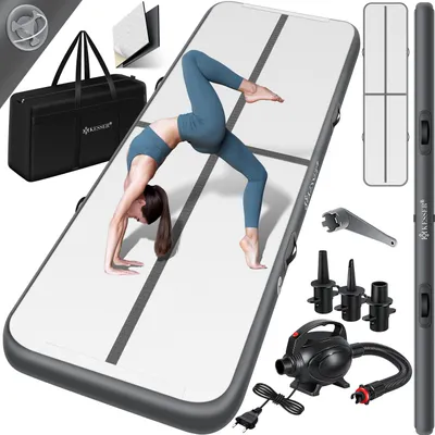 Produktbild von KESSER® Turnmatte Aufblasbar Airtrack 2m/3m/4m/5m/6m Fitness-Matte Gymnastikmatte | inkl. Tragetasche & elektr. Luftpumpe | Yogamatte, Tumbling Matten, Trainingsmatte, Turn- & Fitness