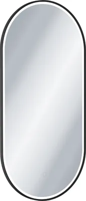 Zdjęcie produktu dla Lustro łazienkowe owalne Corido 100x50 cm LED z matą grzewczą, czarne matowe wykończenie