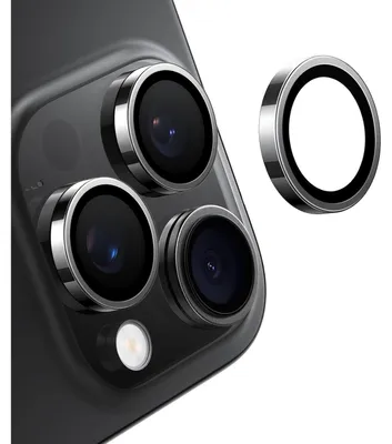 Productafbeelding van Cameralensbeschermer voor iPhone 15 Pro/15 Pro Max, schokbestendig (militaire kwaliteit), krasbestendig, valbestendig, zwart