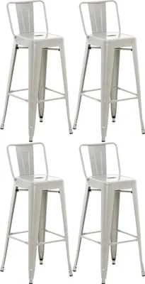 Immagine prodotto di Set di 4 sgabelli da bar CLP, stile industriale Mason, con schienale argentato
