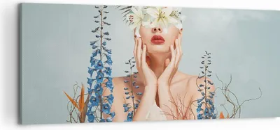 Produktbild von Bild auf Leinwand - Leinwandbild - Einteilig - Surreal Frau Blumen - 120x50cm - Wand Bild - Wanddeko - Wandbilder - Leinwanddruck - Bilder - Wanddekoration - Leinwand bilder - Wandbild - AB120x50-4818