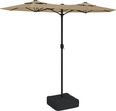 Immagine prodotto di vidaXL Ombrellone doppio con luci LED Taupe 316x145 cm
