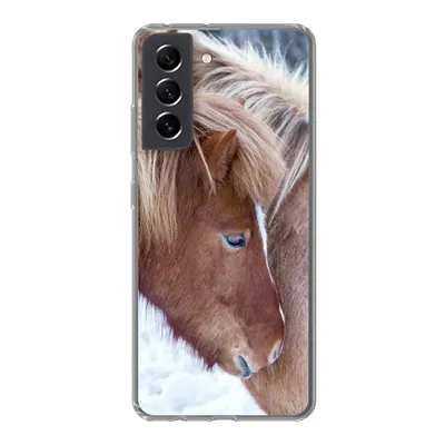 Produktbild von MuchoWow® Handyhülle Schutzhülle Hülle für Samsung Galaxy S21 FE Pferde - Fohlen - Schnee Silikon Softcase Handy Hülle - Mobiltelefonhülle