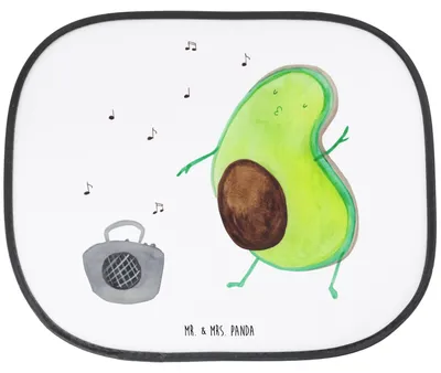 Produktbild von Mr. & Mrs. Panda Sonnenschutz Auto Avocado Tanzen - Weiß - Geschenk, Party, für Autoscheiben, Feier, Scheibenschutz, Singen, Sonnenblende, Musik, Fürs