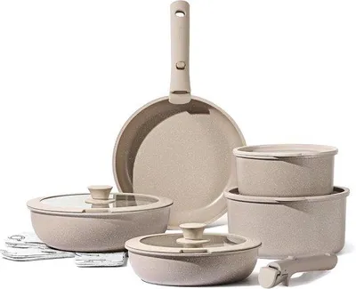 Obrázek produktu pro Sada nádobí 15dílná, nepřilnavá, barva taupe, vhodná do trouby