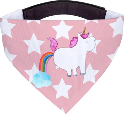 Produktbild von Mr. & Mrs. Panda Hundehalstuch Einhorn Pupsen - Rot Pastell - Geschenk, Hunde Hals Tuch, Unicorn, Glitzer, Regenbogen, Bandana, Freundin, Spaß, Halstuch für Hund