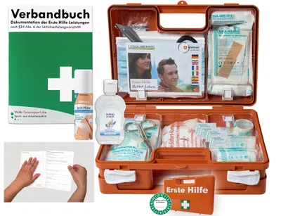 Produktbild von Verbandskoffer (K) Typ CS - Erste Hilfe nach aktueller DIN 13157 für Betriebe -DSGVO- INKL. PERF. VERBANDBUCH + Hygiene-Gel & Sprühpflaster