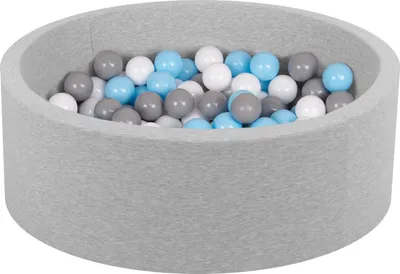 Obrázok produktu pre Petsona guličkový bazén guličkový bazén pre psov 90x30cm/200 guličiek okrúhly mačka králik domáce zvieratá pes bazén zvieratá penový bazén prenosný vyrobený v EÚ, svetlo sivá: sivá/biela/detská modrá