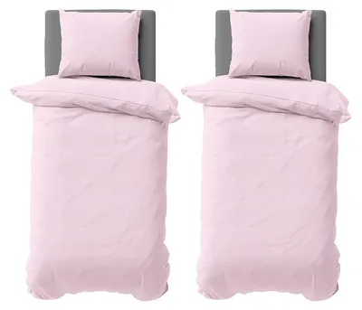 Produktbild von 4 teilige Uni Bettwäsche 135x200 cm Rosa Einfarbig Mikrofaser Bettbezug Garnitur Set