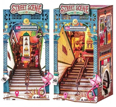 Obrázek produktu pro Zimilo, stavebnice dřevěného 3D puzzle "Koutek s knihami" s LED osvětlením, kreativní podložka pod knihy, miniaturní svět, ideální jako dárek. (147 znaků)