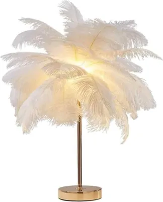 Produktbild von Kreative weiße Flauschig Tischlampe, Nachttischlampe, Licht,r und eleganter Lampenschirm, Nachtlicht, Tischbeleuchtung