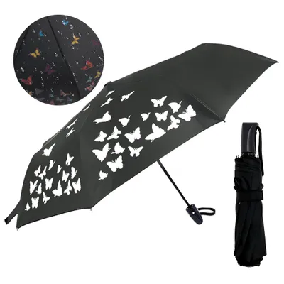 Produktbild von Taschenregenschirm Regenschirm, Umbrella Schirm mit Farbwechsel Regen Taschenschirm
