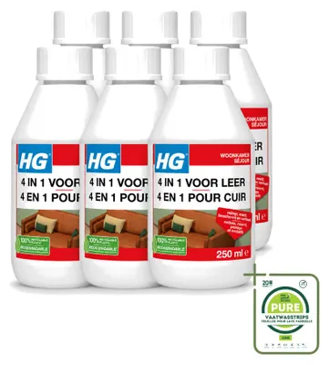 Produktbild von 6 x HG 4-in-1 Lederpflege - Reinigt, pflegt und schützt - 250 ml - Großpackung - 6 Stücke