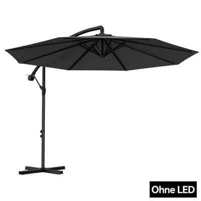 Produktbild von Sessamen-LP 300cm Alu Sonnenschirme höhenverstellbarer mit kurbel - Dunkelgrau Gartenschirm Balkonschirm UV Schutz 40+ (300cm,Dunkelgrau)