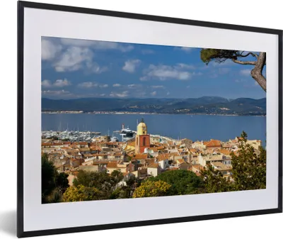 Produktbild von MuchoWow® MuchoWow® Gerahmtes Poster Luftaufnahme des französischen Hafens von Saint-Tropez 60x40 cm - Poster mit zchwarzem Bilderrahmen - Schlafzimmer - Plakat in Rahmen - Drucken