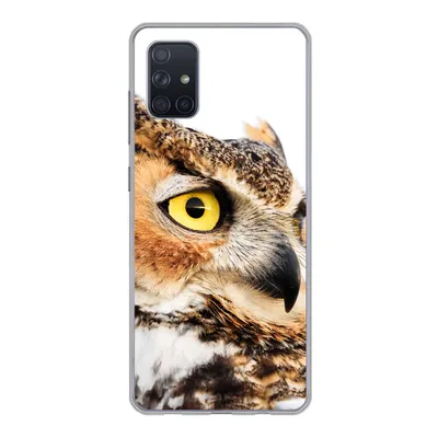 Produktbild von MuchoWow® Handyhülle Schutzhülle Hülle für Samsung Galaxy A71 Braune Eule mit weißem Hintergrund Silikon Softcase Handy Hülle - Kartenbesitzer