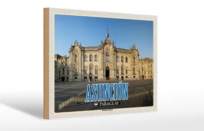 Produktbild von Holzschild Reise 30x20cm Asuncion Paraguay Palacio de Gobierno