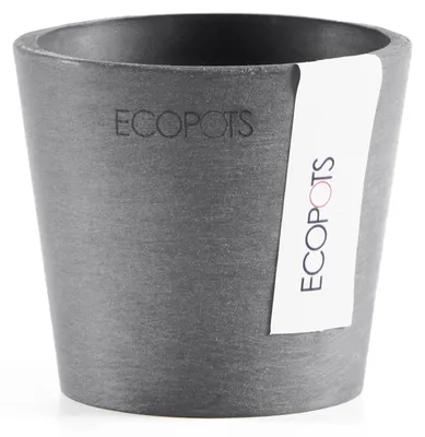 Imagen del producto de Macetas Ecopots Amsterdam Mini, plástico mate, diámetro 8 cm, altura 7 cm, color gris