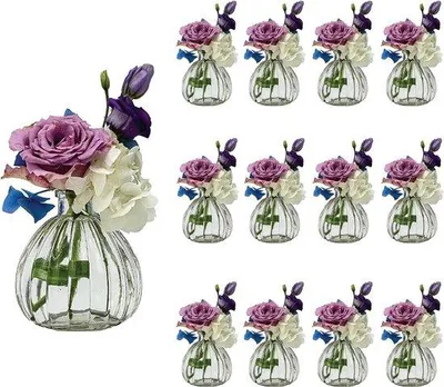 Produktbild von Famanu Mini-Vasen Set 12 Stück - Klare Glasvasen für Tischdekoration