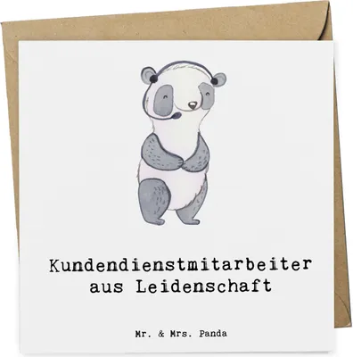 Produktbild von Mr. & Mrs. Panda Klappkarte Kundendienstmitarbeiter Leidenschaft - Weiß - Geschenk, Lustig, doppelkarte, Glückwunschkarte, anlasskarte, Customer Service, Spruch