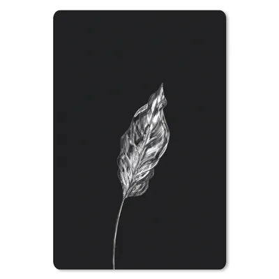Produktbild von MuchoWow® Mauspad Mousepad Dünnes Blatt auf schwarzem Hintergrund - schwarz und weiß 18x27 cm - Mousepads - Maus Mat - Pad - Mausunterlage