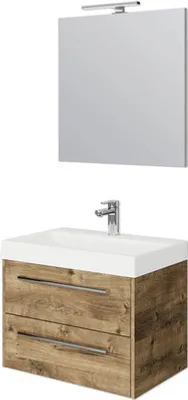 Produktbild von Pelipal Badmöbel-Set Milano BxHxT 70 x 200 x 45 cm Frontfarbe eiche ribbeck mit Mineralguss-Waschtisch weiß SET-138-009