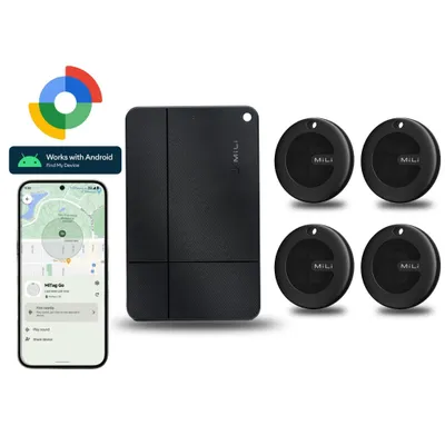 Image de Kit traceur GPS et carte traceur Slim rechargeable pour Android – Localisateur de clés, de portefeuille et de valise, Google Find My Device, IP67, sans abonnement
