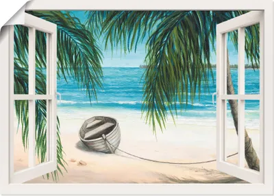 Produktbild von ARTland Poster Fensterblick - Karibik Größe: 100x70 cm