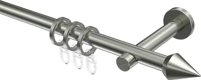 Produktbild von Interdeco Gardinenstange / Vorhangstange Edelstahl, Typ Enorma Castello (Doppelkegel), 16 mm Ø 1-läufig, 200 cm