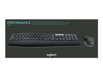 Zdjęcie produktu dla Logitech 920-008222, Pełnowymiarowy (100%), Bezprzewodowy, RF Wireless + Bluetooth, AZERTY, Czarny, Dołączona myszka