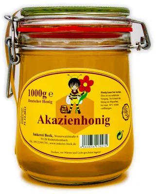 Produktbild von ImkereiBeck® - Echter Imkerhonig/Bienenhonig im 1kg / 1000g Honigtopf - Honig vom Imker aus Deutschland im wiederverwendbarem hochwertigem Bügelglas