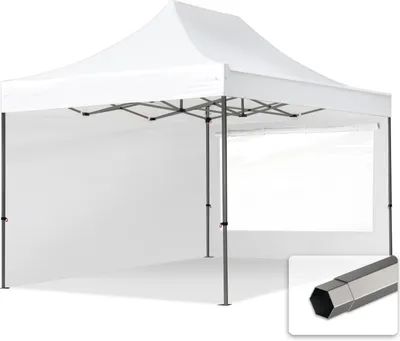 Produktbild von TOOLPORT 3x4,5m Stahl Faltpavillon, inkl. 2 Seitenteile, weiß