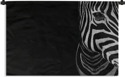 Produktbild von MuchoWow® Wandteppich Wandbehang Tiere - Zebra - Schwarz - Weiß 60x40 cm Tapisserie Dekoration Wandtuch - Wanddekorationen
