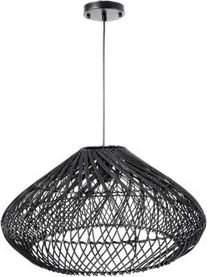 Immagine prodotto di Lampada a sospensione in rattan, elegante, colore nero, diametro 55 cm