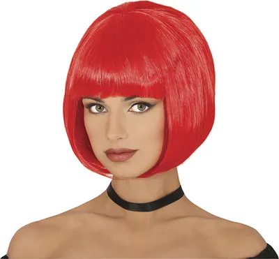 Produktbild von 20s Karneval Bob Perücke Glänzend Kurzer Haarschnitt Party Kostüm Retro Style Elegant Fasching Erwachsene, Farbe: Rot