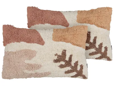 Obrázek produktu pro BELIANI Sada 2 dekorativních polštářů z pestrobarevné všívané bavlny 30 x 50 cm dekorační doplňky v boho stylu