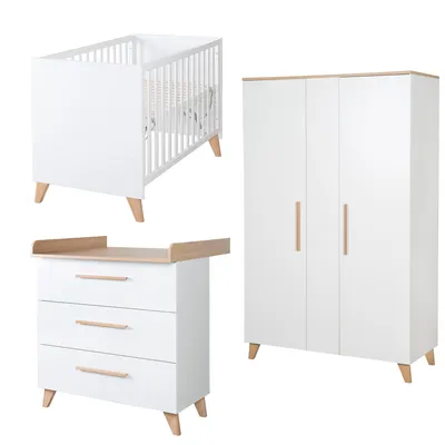 Produktbild von roba Babyzimmer Set Leon 3-teilig - Beistellbett, Wickelkommode und Kleiderschrank